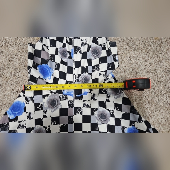 Blue + Gray Rose Checkerboard Pinup Dress (Large, NWOT) - Picture 5 of 5